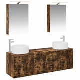 vidaXL Badkamerkast - set - 5 - st - Gerookt eiken - Bewerkt hout