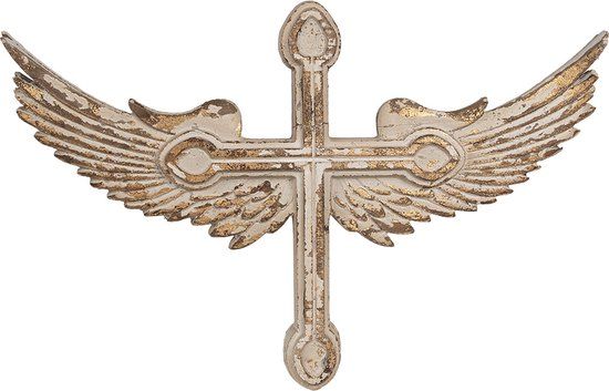 Clayre & Eef Wanddecoratie 48x3x31 cm Beige Hout - Landelijk - Teksten