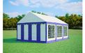Tente de réception 4x6 m STANDARD – PVC 500 g/m², ignifuge, tubes en acier galvanisé Ø38 mm, jusqu'à 48 personnes - Bleu-blanc