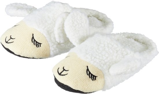 - Kinder dieren pantoffels/sloffen lama/alpaca wit slippers 30/31