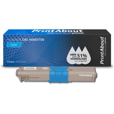 PrintAbout Huismerk OKI 44469706 Toner Cyaan | Compatible