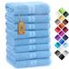 NatureMark Set van 8 Handdoeken - 100% Katoen - Absorberende en Duurzame Handdoeken, Maat 50×100 cm, Lichtblauw