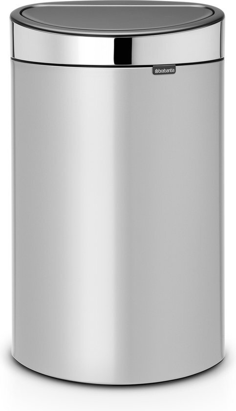 Brabantia Poubelle Touch Bin, 40 litres, Gris Métallique, Capacité 40 Litres, 72,7 cm x 43,5 cm x 30,2 cm