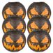 Boland lampion pompoen creepy - 6x - rond - zwart/oranje - D25 cm - papier/metaal - versiering