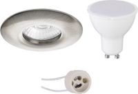 BES LED GU10 Inbouwspot Set - Mat Nikkel - Inbouw Rond - Waterdicht IP65 - Pragmi Luno Pro - 4W - Warm Wit 3000K - Ø82mm