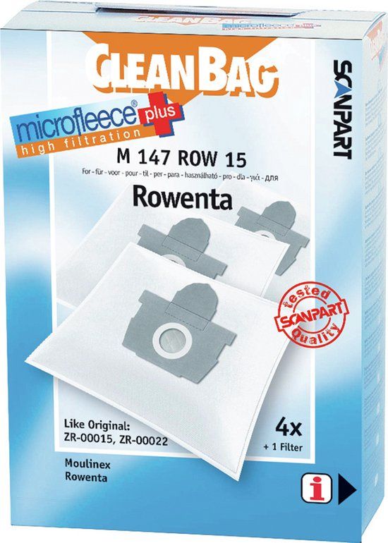 Cleanbag Stofzuigerzakken - 4 stuks - Geschikt voor Moulinex, Rowenta - Incl. 1 filter - Alternatief