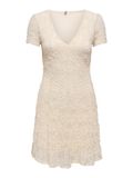 Onlalbina ONLY - Onlalbina S/S korte jurk met V-hals JRS - Meisjes - Mini jurk - Polyamide/Elastaan - Maat S - Crème