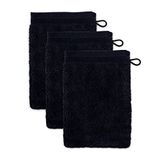 Möve 3er set Superwuschel washandschoen 15 x 20 cm gemaakt van 100% katoen, zwart