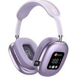 ELVANZA Bluetooth-hoofdtelefoon met digitaal display, Bluetooth 5.4, groot LED-scherm, paars