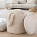 FineBuy Pouf de rangement en laine 40cm crème tissu rond - Pouf design bohème avec couvercle amovible - Pouf rembourré pour coiffeuse - Pouf d'appoint pour salon fait main