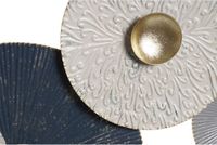 DKD Home Decor Wanddecoratie Blauw Gouden Metaal Wit Cirkels (135,3 x 5 x 68,6 cm)