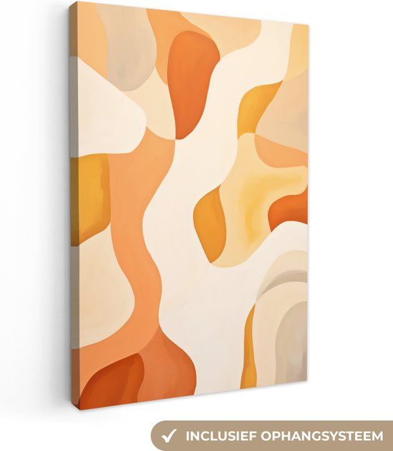 OneMillionCanvasses Canvas schilderij 90x140 cm - Oranje Abstract - Wanddecoratie