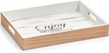 Zeller Dienblad - bruin/wit - 40 x 30 x 5,5 cm - hout - rechthoekig