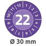 AVERY Zweckform 80 stuks teststickers 2022 (resistent, sterk zelfklevend, Ø 30 mm, teststickers, beschrijfbare zegel van vinyl kleeffolie) 6944-2022 violet