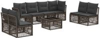 vidaXL Tuinbank - Set - 9 - st - Grijs - poly - rattan