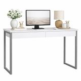 Well Home Bureau Tormes hoog met 2 laden, wit, glanzend, 101,6 x 40 x 76,5 cm