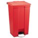 Rubbermaid Commercial Products 23 Gal HDPE Medical Mobile Step On Trash Can - Red