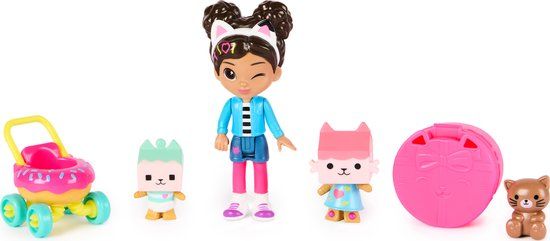 Gabby's Poppenhuis - Kattenverzorging Speelfigurenset met Gabby, 2 katjes en 1 poppenhuispakketje