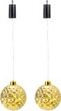 Merkloos IKO Verlichte Kerstbal Kunststof - 2x - Goud - Aan Draad - D15 cm - LED Lampjes - Warm Wit