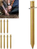 Merkloos 8x tentharing - set staal - haringen - grondpen - t-vormig - haring - goud
