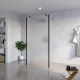 FortiFura Galeria Vrijstaande Inloopdouche - 100x200cm - Mat Glas - Antikalk - 8mm Veiligheidsglas - 2 Zijwanden - Mat Zwart