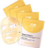 1108 BRANDS Set van 4 Vitamine C & Collageen Gezichtsmaskers My SOS Beauty – 4 x 40g Hydrogelmaskers met Arbutine & Zoethout – Verhelderende soins tegen pigmentvlekken & voor een stralende huid