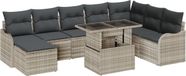 vidaXL Tuinbank - Set - 9 - st - Lichtgrijs - Poly - rattan