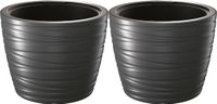 Prosperplast Pot de fleurs Amazing - 2x - extérieur/intérieur - plastique - anthracite - D47 x H35 cm - avec pot intérieur