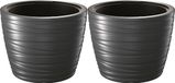 Prosperplast Pot de fleurs Amazing - 2x - extérieur/intérieur - plastique - anthracite - D47 x H35 cm - avec pot intérieur