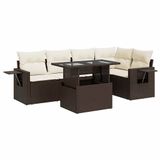 vidaXL Loungeset met kussens, polyrotan, bruin