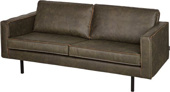 WOOOD BePureHome Rodeo Bank 2-Zits - Recycle Leer - Army - Industrieel
