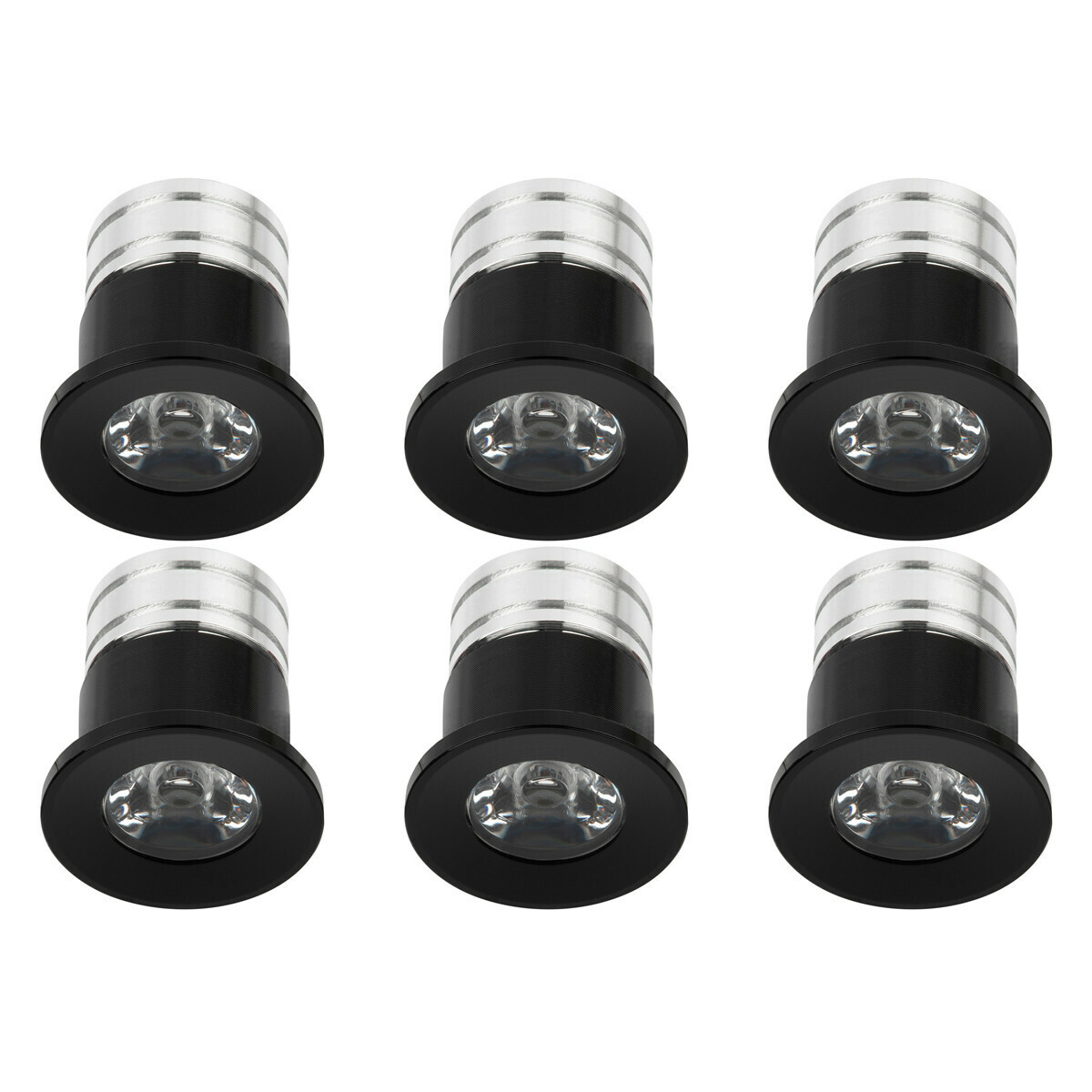 Velvalux LED Veranda Spot Verlichting 6 Pack - 3W - Warm Wit 3000K - Inbouw - Dimbaar - Rond - Mat Zwart - Aluminium - Ø31mm