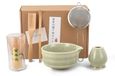 REMZETTA Set à matcha, set à thé matcha en 6 pièces avec fouet à matcha, tamis en acier inoxydable, bol à matcha, 2 cuillères à matcha, support de fouet en céramique, cadeau pour les amateurs de matcha, vert