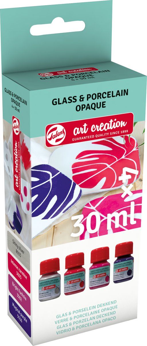 Talens Art Creation Glass & Porcelain Paint Set - Pink/Silver - Opaque