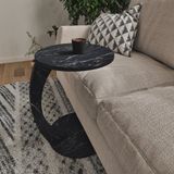 en.casa Bijzettafel Holeby marmerlook zwart 56x38 cm