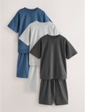 Next Jongens Set van 3 Pyjama's met Korte Pijpen (3-16 jaar) - Blauw