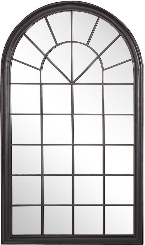 Beliani Vintage wandgemonteerde spiegel gebogen raamvorm metalen frame zwart Trevol