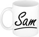 Bellatio Decorations Sam Naam koffiemok - beker - met sierlijke letters - wit