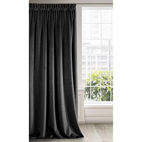 Eurofirany Ria Gordijn fluweel zwart fluweel 1 st. zachte plooiband edel elegant hoogwaardig glamour slaapkamer woonkamer lounge, 140 x 270 cm