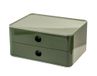 HAN Allison 1120-40 Ladebox met 2 laden en scheidingswand, kabelgeleiding, stapelbaar, gebruiksvoorwerpenbox voor kantoor, bureau, keuken, meubelvriendelijke rubberen voeten, hoogglanzend groen