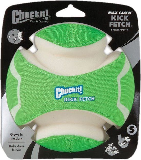 Chuckit! Kick Fetch Max Glow - Small - 14 cm - Groen - Rubber - Kauwspeelgoed