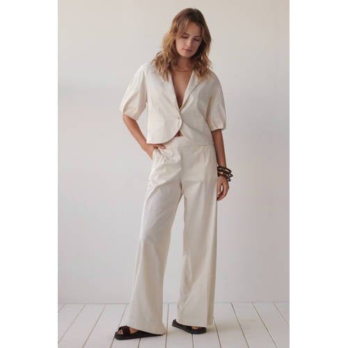 Summum Ecru Wide Leg Regular Waist Trousers