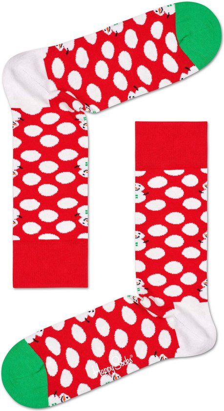 Happy Socks Big Dot Snowman Sock - Rood - Unisex - Maat 36-40
