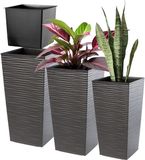 KADAX Bloempotset, bloempot van kunststof, plantenbak, weerbestendige bloempot, voor binnen en buiten, weerbestendige bloempot (grafietkleurig, set van 3 stuks)