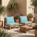 Premium Ensemble Coussins Salon Jardin 60x70 Rayure Turquoise - Premium 270g (assise + Dossier)