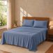 Degrees home Premium - beddengoedset 140 x 200 cm, 4-delig, laken 140 x 200 cm, hoeslaken 140 x 200 cm, 2 kussenslopen 70 x 50 cm, grijsblauw