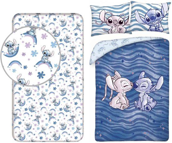 4KidsOnly Lilo & Stitch Dekbedovertrek + Hoeslaken Eenpersoons Katoen 140x200 cm
