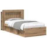 vidaXL Bedombouw met opslag Artisanaal eiken 75 x 190 cm Bewerkt hout