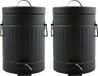 MSV Poubelle à pédale - 2x - Industriel - Métal - Noir - 3L - 17 x 26 cm