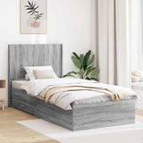vidaXL Bedframe met opbergruimte en hoofdeinde Sonoma grijs